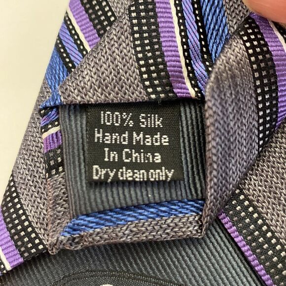 ProntoUomo platinum Mens wearhouse gray blue black lavender stripe X long - Picture 7 of 7